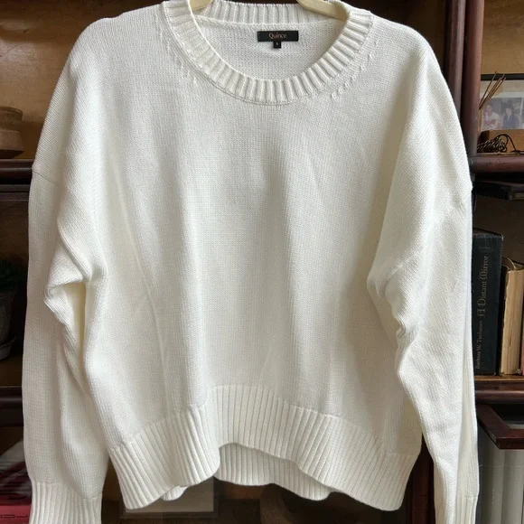 Quince Classic Cream Cotton Boyfriend Crewneck Sweater - Picture 2 of 2